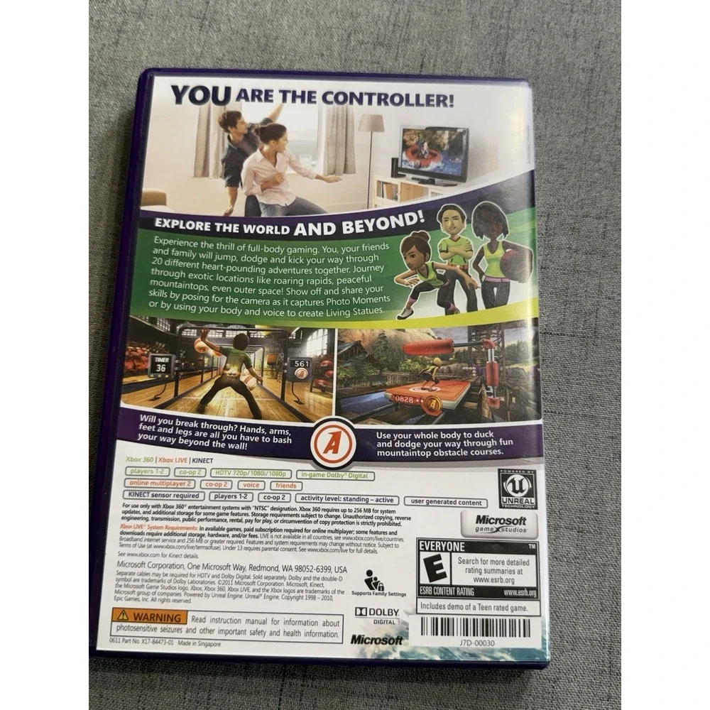 XBOX 360 Kinect Adventures Game 2011 with Manual Rated E